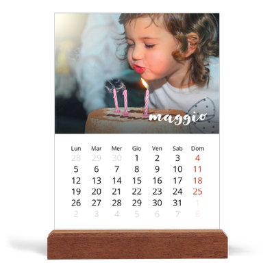 Calendario con supporto in legno verticale  — Scrittura semplice [copertina]