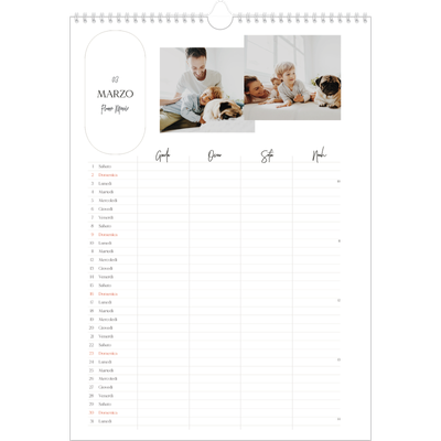 Calendario famiglia A3 verticale — Fare programmi - Famiglia di 4 [Marzo]