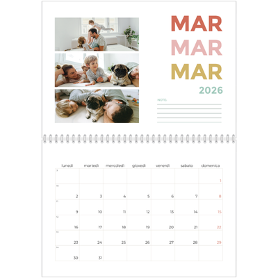 Calendario A4 Doppio — Tipo colorato [Marzo]
