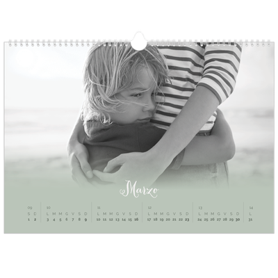 Calendario A3 orizzontale  — Verde nebbioso [Marzo]