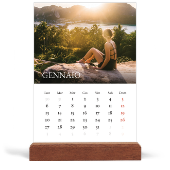 Calendario con supporto in legno verticale — Graziato semplice
