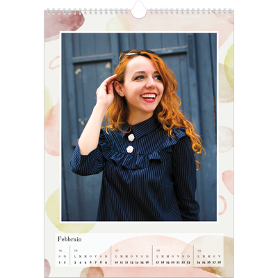 Calendario A3 verticale — Punti ad acquerello [Febbraio]