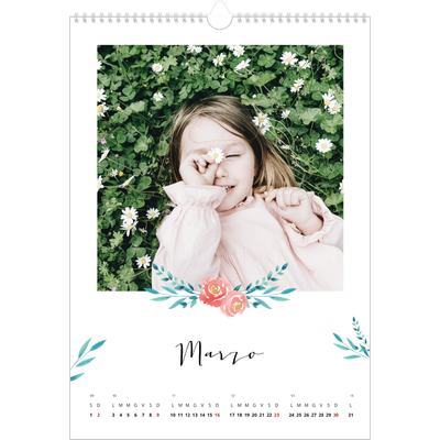 Calendario A3 verticale — Illustrazioni floreali [Marzo]