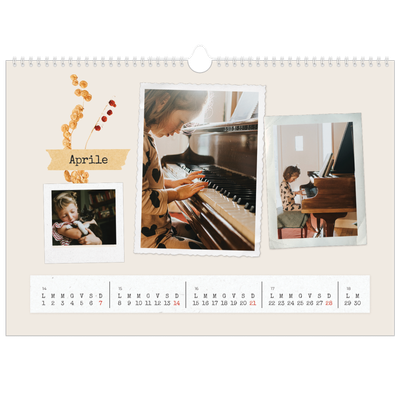 Calendario A3 orizzontale  — Scrapbooking vintage [Aprile]