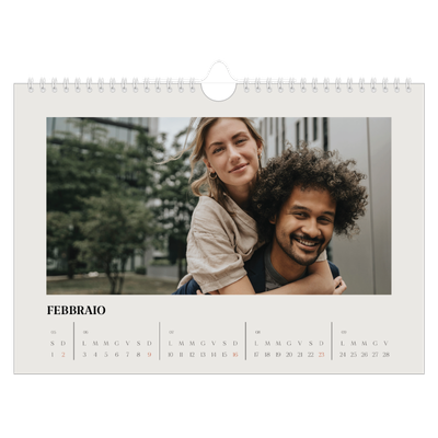 Calendario fotografico A4 — Avorio semplice [Febbraio]