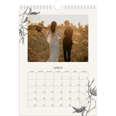 Calendario personalizzato A4 — Inchiostro e edera [Aprile]