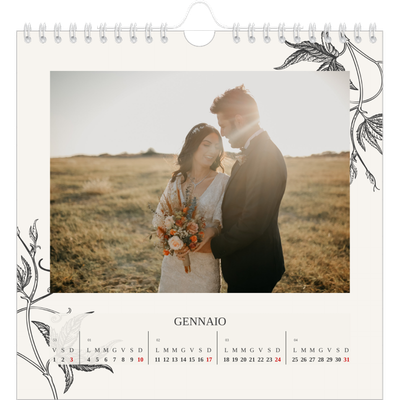 Calendari quadrati — Inchiostro e edera [Gennaio]