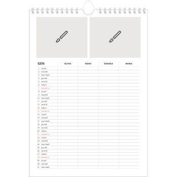 Calendario personalizzato A4 — Disegna il tuo prodotto - Famiglia di 4