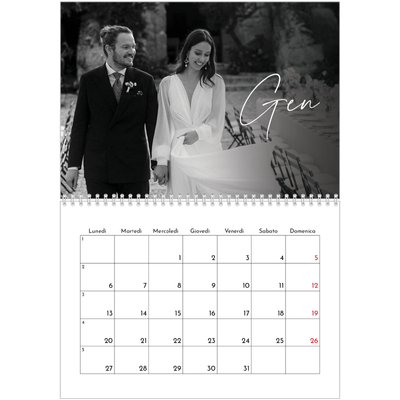 Calendario A4 Doppio — Scrittura elegante [Gennaio]