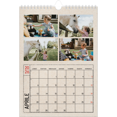 Calendario personalizzato A4 — Effetto timbro artigianale [Aprile]
