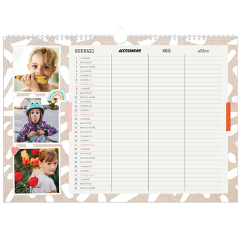 Calendario Fotografico A3 Orizzontale — Calendario rustico - Famiglia di 3
