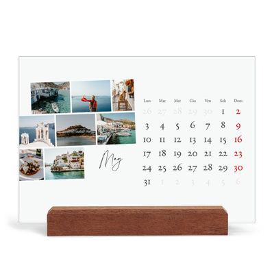 Calendario con supporto in legno orizzontale  — Soggiorno in città [copertina]