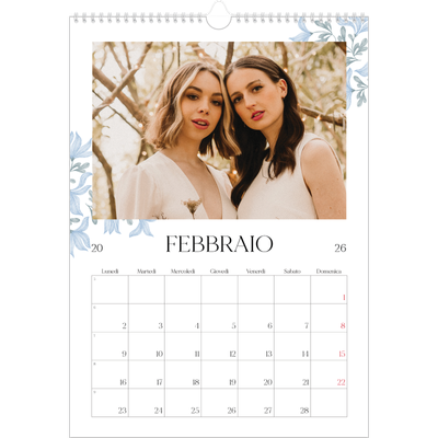 Calendario A3 verticale — Floreale elegante [Febbraio]