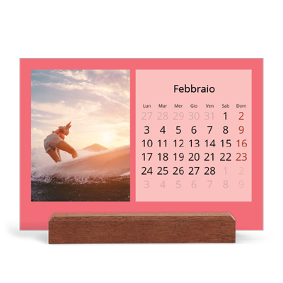 Calendario con supporto in legno orizzontale  — Colora il mio mondo [Febbraio]