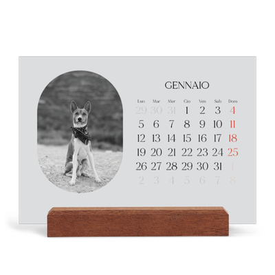 Calendario con supporto in legno orizzontale  — La strada aperta [Gennaio]