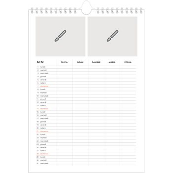 Calendario personalizzato A4 — Disegna il tuo prodotto - Famiglia di 5