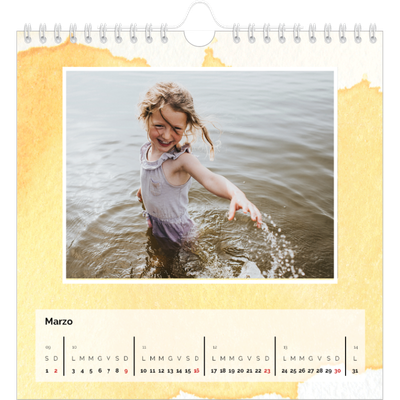 Calendari quadrati — Sfondi ad acquerello [Marzo]