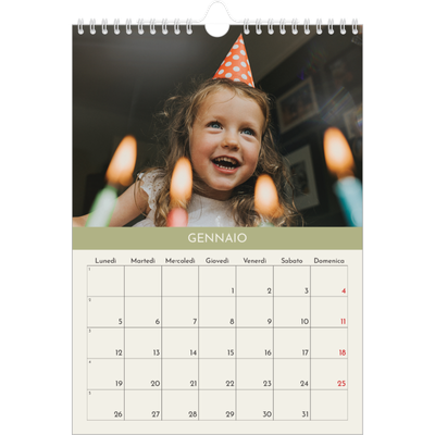 Calendario personalizzato A4 — Capitoli pastello [Gennaio]