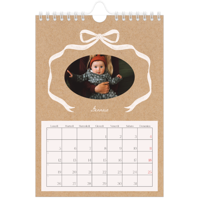 Calendario fotografico A5 — Kraft e fiocco [Gennaio]