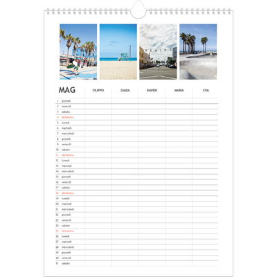 Calendario famiglia A3 verticale — Calendario semplice - Famiglia di 5 [copertina]