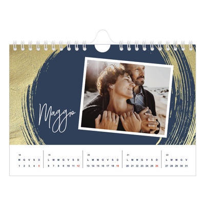 Calendario fotografico A5 — Sfondi spazzolati d'oro [copertina]