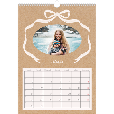 Calendario A3 verticale — Kraft e fiocco [Marzo]