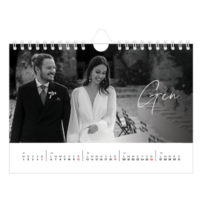 Calendario fotografico A5 — Scrittura elegante [Gennaio]