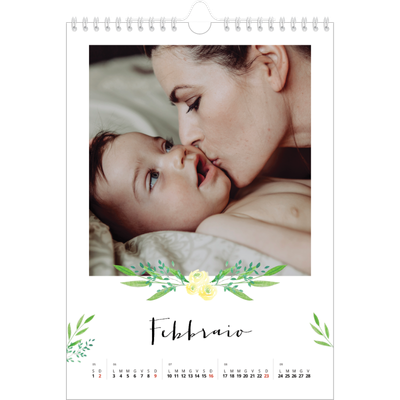 Calendario personalizzato A4 — Illustrazioni floreali [Febbraio]
