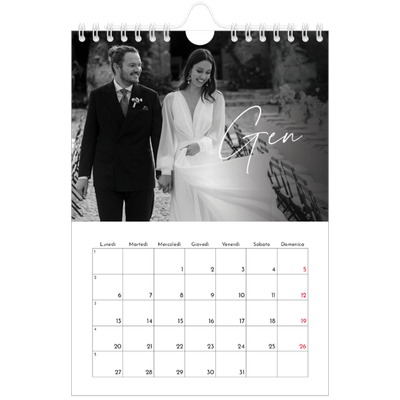 Calendario fotografico A5 — Scrittura elegante [Gennaio]