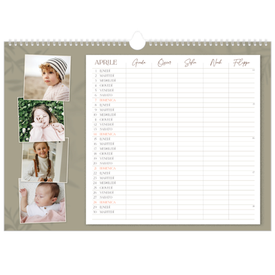 Calendario fotografico A3 — Calendario terra a terra - Famiglia di 5 [Aprile]
