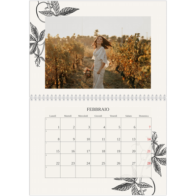 Calendario A4 Doppio — Inchiostro e edera [Febbraio]
