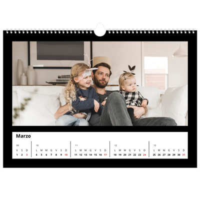 Calendario A3 orizzontale  — Margine nero [Marzo]
