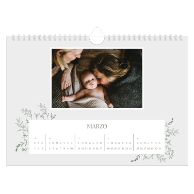 Calendario fotografico A4 — Fiori disegnati a mano [Marzo]