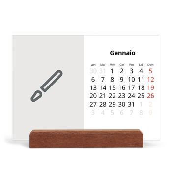 Calendario con supporto in legno orizzontale — Disegna il tuo prodotto