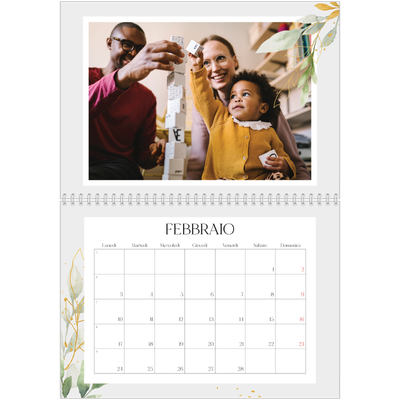 Calendario A4 Doppio — Spruzzo floreale [Febbraio]