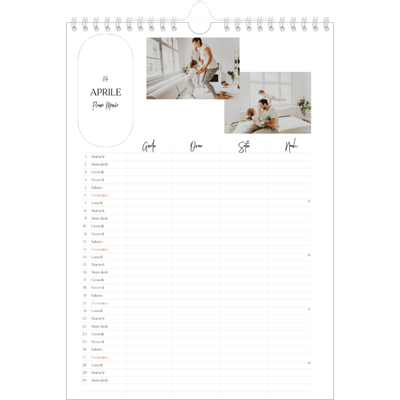 Calendario famiglia A4 verticale — Fare programmi - Famiglia di 4 [Aprile]
