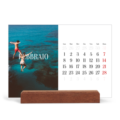 Calendario con supporto in legno orizzontale  — Fuga infinita [Febbraio]