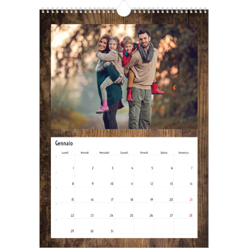 Calendario personalizzato A4 — Legno