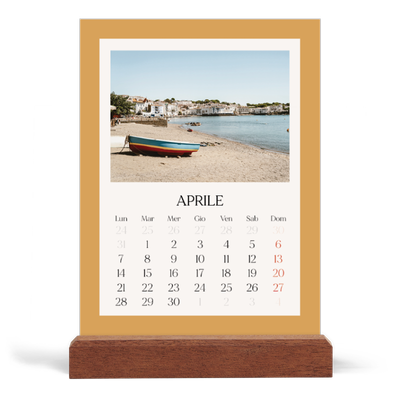 Calendario con supporto in legno verticale  — Colori classici [Aprile]