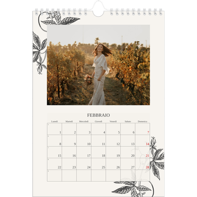 Calendario personalizzato A4 — Inchiostro e edera [Febbraio]