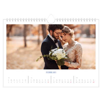 Calendario fotografico A4 — Classico cobalto [Febbraio]