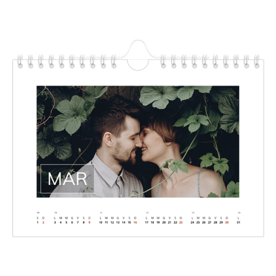 Calendario fotografico A5 — Data in sovraimpressione [Marzo]
