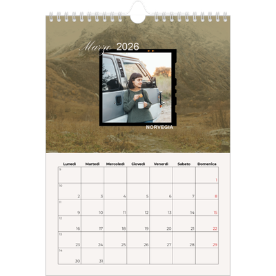 Calendario personalizzato A4 — Avventura [Marzo]