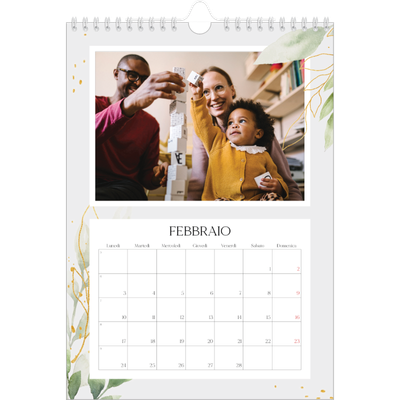 Calendario personalizzato A4 — Spruzzo floreale [Febbraio]