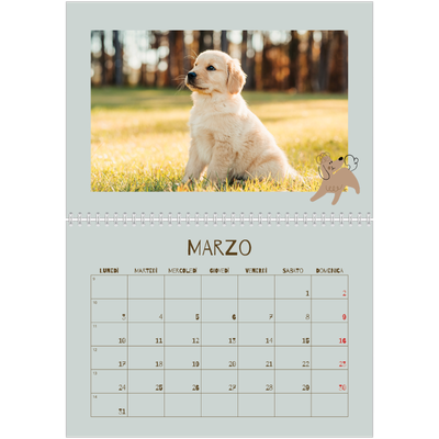 Calendario A4 Doppio — Cucciolo giocherellone [Marzo]