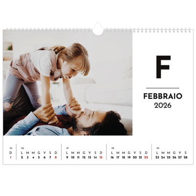 Calendario A3 orizzontale  — Riflettore lettera [Febbraio]
