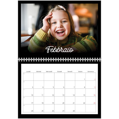 Calendario A4 Doppio — Minimale nero [Febbraio]