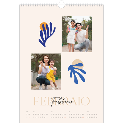 Calendario A3 verticale — Corallo [Febbraio]