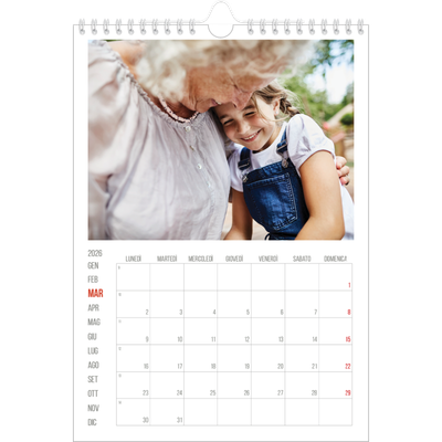 Calendario personalizzato A4 — Evidenziazioni rosse [Marzo]