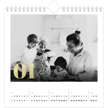 Calendario Fotografico Quadrato — Grandi numeri luccicanti